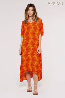 Apricot Orange Printed Midi Kaftan Dress (644068) | SGD 68