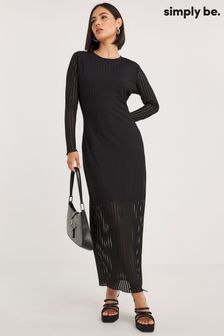 Simply Be Textured Jersey Black Midi Dress (644242) | ₪ 181