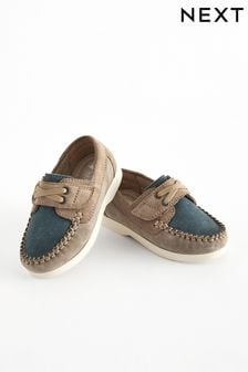 Stone/Mineral Blue Leather Boat Shoes (644779) | KRW55,500 - KRW64,000