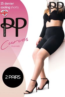 Pretty Polly Curves Cooling Anti Chafing Black Shorts 2 Pair Pack