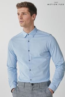 Light Blue Slim Fit Single Cuff Motion Flex Knitted Shirt (645480) | ￥4,290