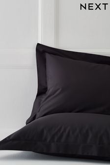 Set of 2 Black Graphite Cotton Rich Pillowcases
