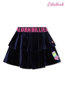 Billieblush Navy Flounced Velvet Party Skirt