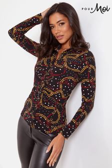 Pour Moi Black Multi Brooke Shine Shirt (646062) | HK$401