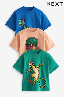 Multicolor con animales patinando - Pack de 3 camisetas con estampado gráfico (3-16años) (646113) | 26 € - 35 €