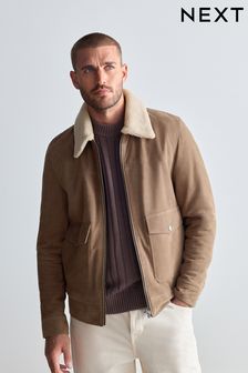 Men s Fleece Lined Suede Regular Coatsandjackets Next Latvia