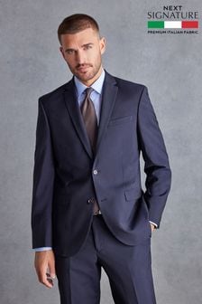 Navy Blue Regular Fit Signature Tollegno Italian Wool Suit Jacket (646258) | $202