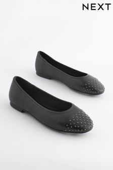 Black Forever Comfort Studded Toe Cap Ballerinas (646301) | ₪ 87
