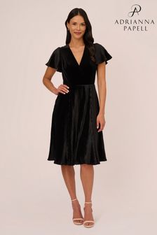 Robe mi-longue Adrianna Papell Velvet plissée noire (646526) | €99