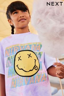 Rosa/Violett/Batikmuster Nirvana - Lizenziertes Band-T-Shirt in Oversize (3-16yrs) (646589) | 20 € - 27 €