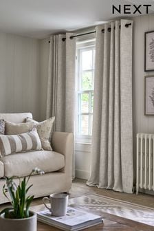 Natural Textured Fleck Eyelet Lined Curtains (646778) | AED308 - AED661