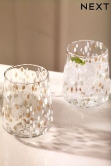Set of 2 White Confetti Tumbler Glasses (647041) | $25