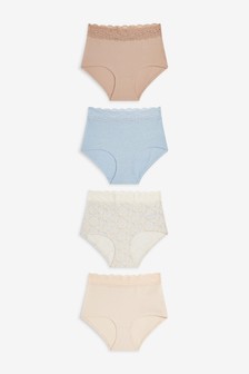 Lot de 4 culottes en coton mélangé avec bordure en dentelle