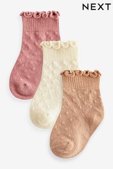 Neutral Frill Baby Socks 3 Pack (0mths-2yrs) (647553) | AED22