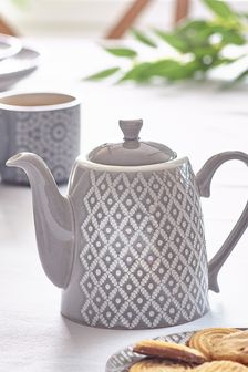 Grey Geo Tea Pot Embossed (647574) | $36
