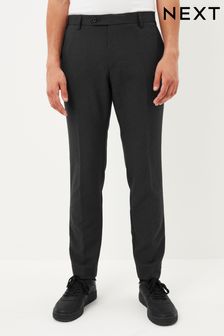 炭灰色 - 窄身版 - 可機洗正面無褶時尚休閒長褲 (647599) | NT$760