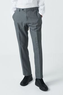 Light Grey Slim Fit Machine Washable Plain Front Trousers (648150) | 7.50 BD
