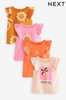 Pink Holiday Palm Tree Vests 4 Pack (3mths-7yrs) (648639) | $29 - $36