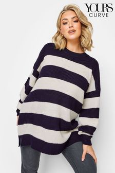 Modra - Yours Curve rebrast pulover s spuščenimi rameni (648643) | €12