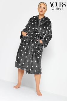 Yours Curve Grey Hooded Robe (648654) | 172 SAR