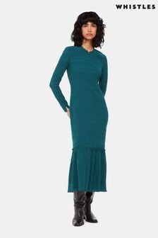 Whistles Green Mila Textured Dress (648806) | kr2,064