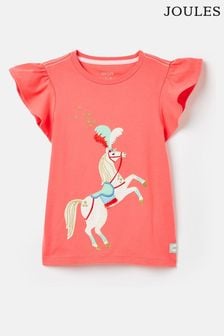 Joules Flutter Astra Coral Pink Short Sleeve Artwork T-Shirt (649307) | HK$195 - HK$215