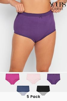 Yours Curve Purple Full Briefs 5 Pack (649403) | LEI 113