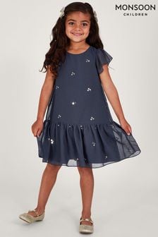 Monsoon Blue Sequin Chiffon Party Dress (649751) | €21.50 - €25