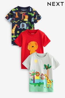 紅色/灰色 - 短袖人物T恤3件裝 (3個月至7歲) (649989) | HK$157 - HK$192
