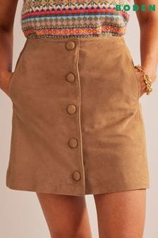 Boden Brown Suede A-line Mini Skirt (649991) | DKK1,060