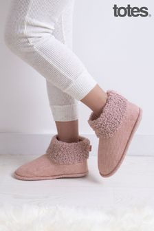 Totes Pink Isotoner Ladies Cable Boot Slippers (650145) | €40
