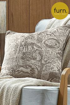 furn. Taupe Winter Woods Animal Chenille Cushion (650249) | SGD 50