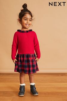 Red Jumper Dress With Printed Skirt (3mths-7yrs) (650298) | €19 - €23