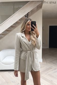 In The Style Grey Perrie Sian Tailored Tie Front Blazer (650344) | €34