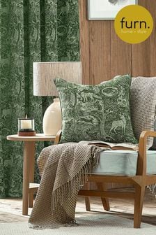 Furn Emerald Winter Woods Animal Chenille Cushion (650369) | SGD 50