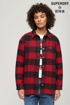 SUPERDRY Red Check Flannel Overshirt (650862) | kr1,058