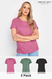 Long Tall Sally Black/Pink Short Sleeve T-Shirts 3 Pack (651039) | AED183