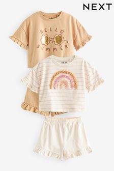 Cream Neutral T-Shirt and Shorts 4 Piece Set (3mths-7yrs) (651144) | SGD 34 - SGD 41