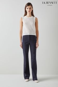 LK Bennett Blue Susie Cotton Blend Flare Trousers (651379) | $324