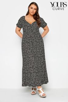Черный - Платье макси с запахом и цветочным принтом Yours Curve (651523) | €51