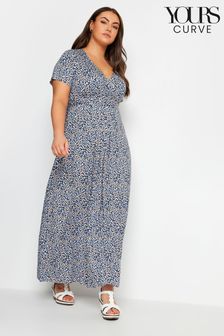 Синий - Платье макси с запахом и цветочным принтом Yours Curve (651607) | €49