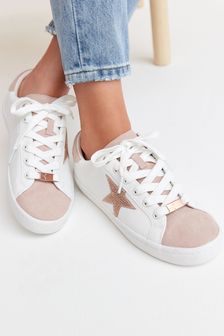 White/Rose Gold Regular/Wide Fit Forever Comfort® Star Lace-Up Trainers (651626) | 43 €
