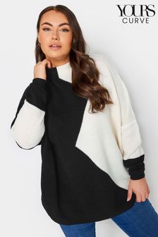 Yours Curve Black Oversized Colourblock Jumper (651753) | AED80