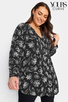 Yours Curve Pintuck Floral Print Shirt