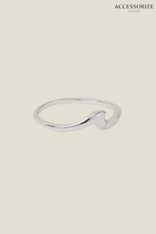 Accessorize Sterling Silver Plated Molten Wave Ring (652155) | €22
