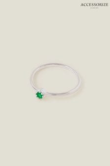Accessorize Green Sterling Silver-Plated Sparkle Ring (652162) | €24