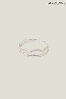 Accessorize Sterling Silver Plated Sparkle Wiggle Ring (652173) | SGD 39