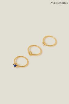 Accessorize 14ct Gold-plated Lapis Rings 3 Pack (652225) | NT$930