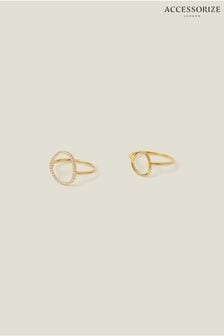 Accessorize 14ct Gold Plated Sparkle Pebble Rings 2 Pack (652241) | ₪ 101