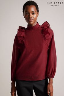 Rot - Ted Baker Knit Rib Collar Aubreei Blouse With Balloon Sleeves (652267) | 84 €